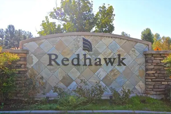 Redhawk neighborhood entrance sign in Temecula, California