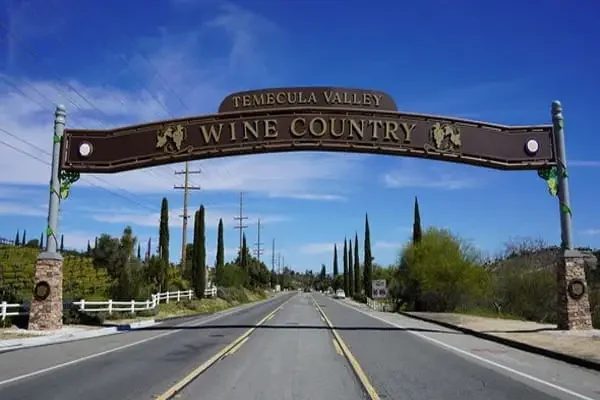 Temecula Wine Country entrance sign in Temecula, California